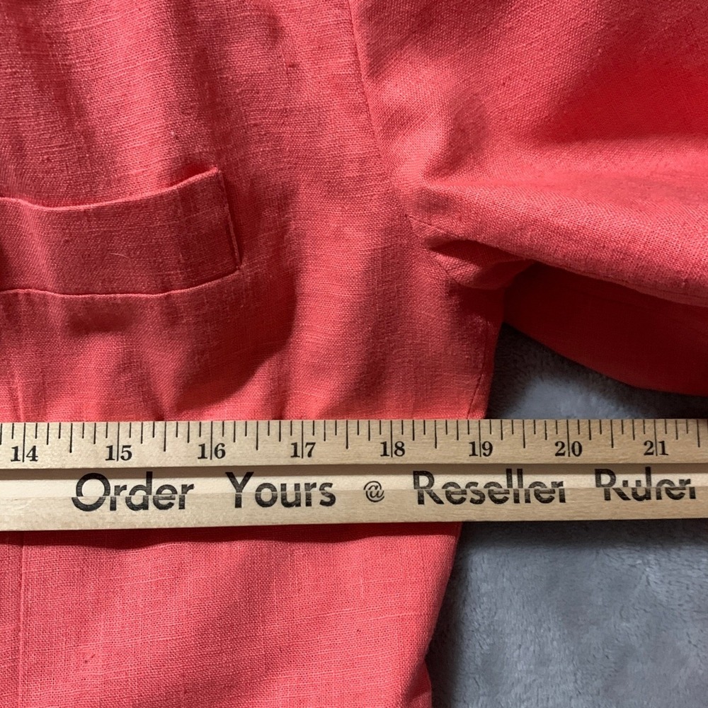 Adolfo International Womens Coral Linen Blend Blazer Jacket Size 8 Coastal Chic - Picture 7 of 14